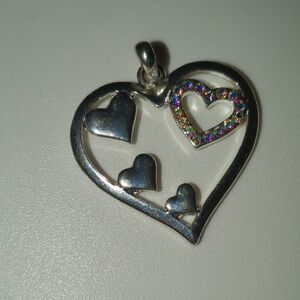 5 Heart Silver Pendant Charm